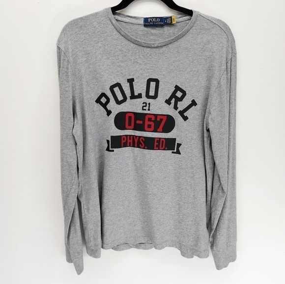 Polo Ralph Lauren Long Sleeve Shirt Womens Medium Gray PHYS ED - Picture 1 of 6